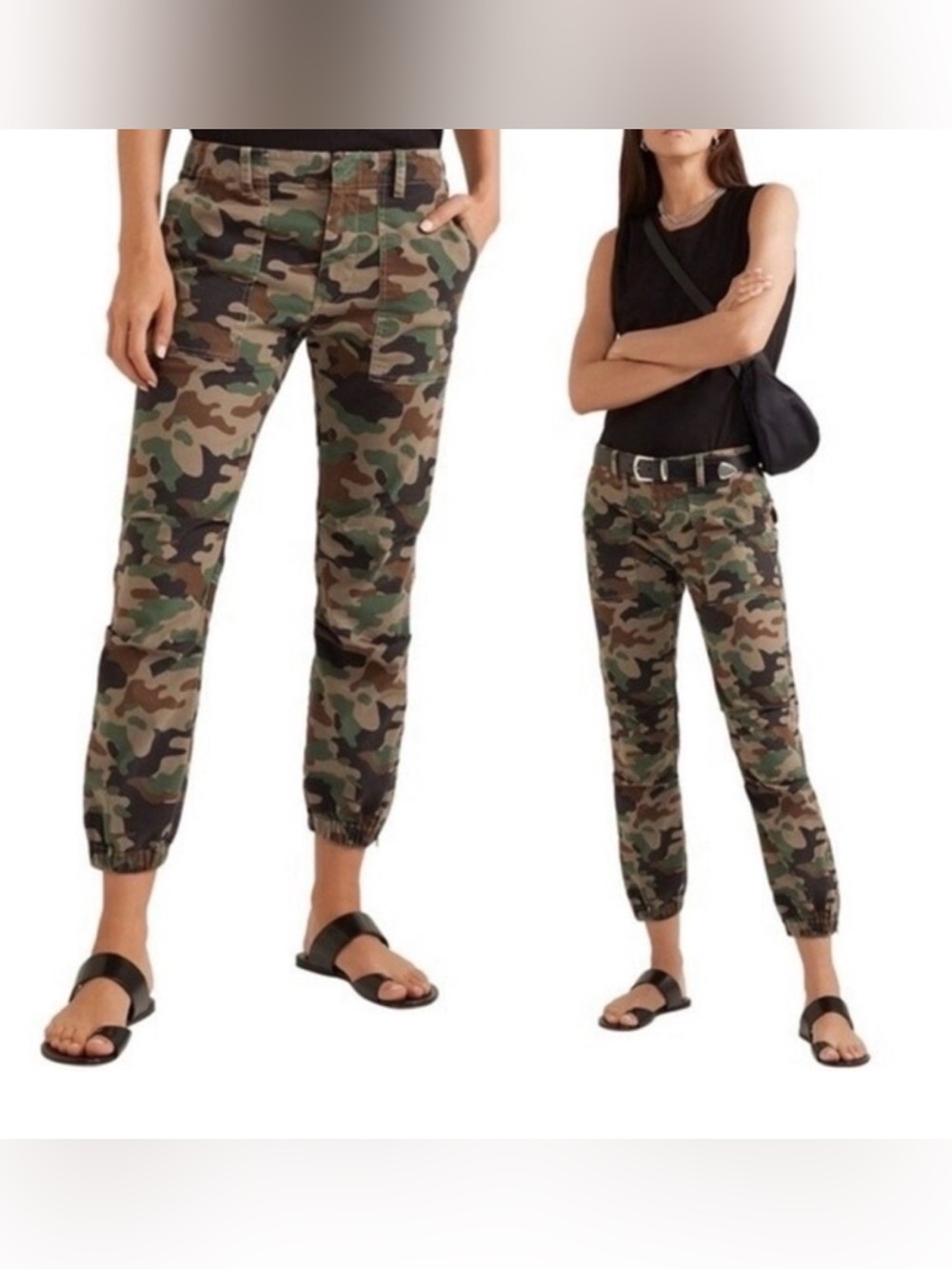 Nili Lotan Cropped French Military Joggers Camo Stretch Twill Cotton Size 2